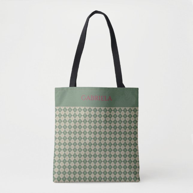 Argyle green pattern name  tote bag (Front)