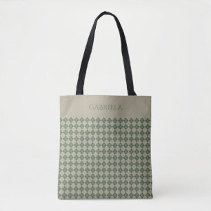 Argyle green pattern name tote bag
