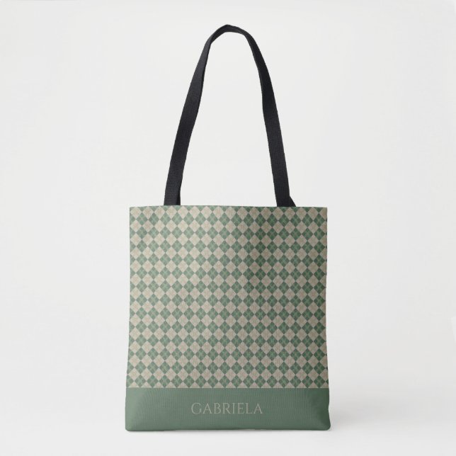  Argyle green pattern name  tote bag (Front)