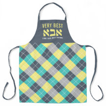 Argyle Grill Master Funny Dad with Hebrew Apron