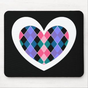 Argyle heart mouse pad