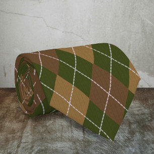 Argyle in Camo Colours - Green and Browns Diamond Tie