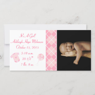 Argyle - It's A Girl... Our Precious Little Pearl Announcement