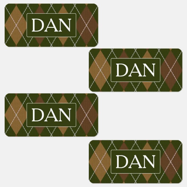 Argyle Knit Camo Green / Brown - Initials or Name (Group)