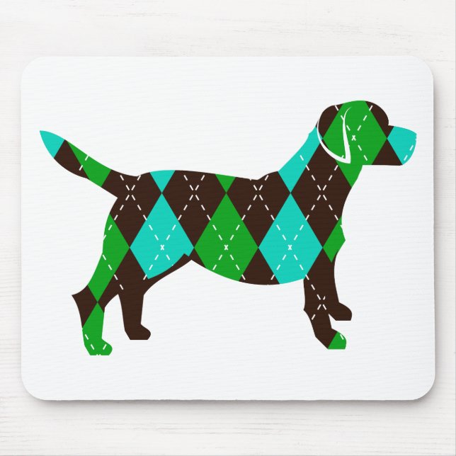 Argyle Labrador Dog Design (brown/blue/green) Mouse Pad (Front)