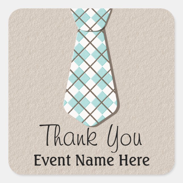 Argyle Necktie Thank You Favour Stickers Labels (Front)
