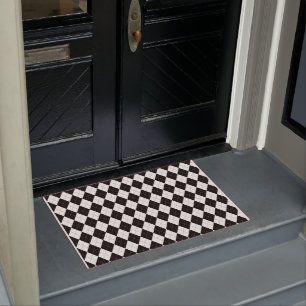Argyle Pattern Black and White Doormat