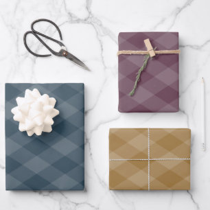 Argyle Pattern Burgundy Teal and Gold ochre Wrapping Paper Sheet