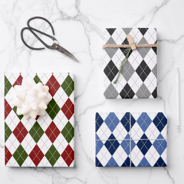 argyle pattern colour variety  wrapping paper sheet (Front)