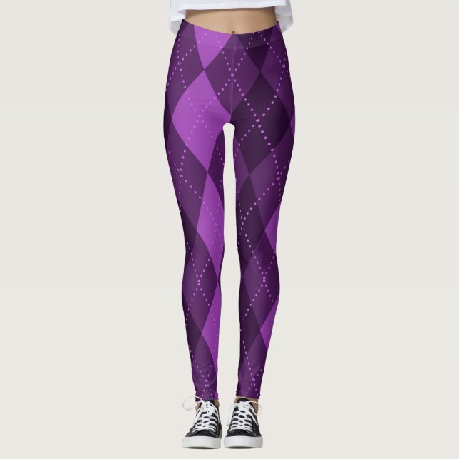 Argyle Pattern - Dark Pink Leggings (Front)