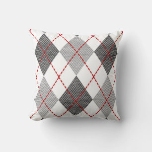 Argyle Pattern Diamond Design Geometric White Cushion