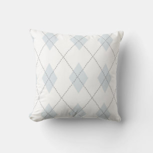 Argyle Pattern Diamond Design Geometric White Cushion