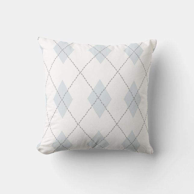 Argyle Pattern Diamond Design Geometric White Cushion (Front)