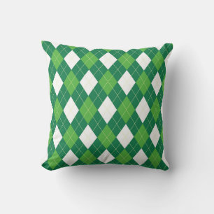 Argyle pattern, green and white, cushion