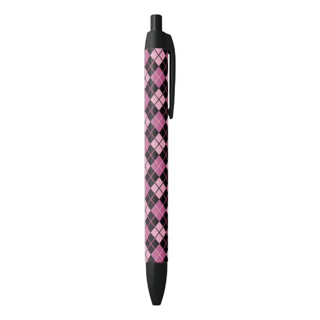 Argyle Pattern in Black and Pink Black Ink Pen (Bottom (Vertical))