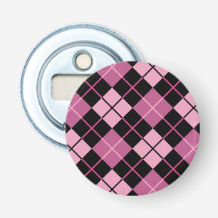 Argyle Pattern in Black and Pink Bottle Opener