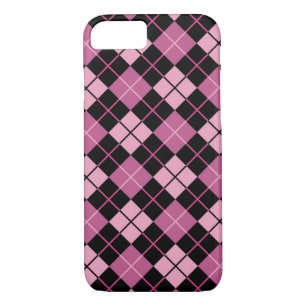 Argyle Pattern in Black and Pink iPhone 8/7 Case