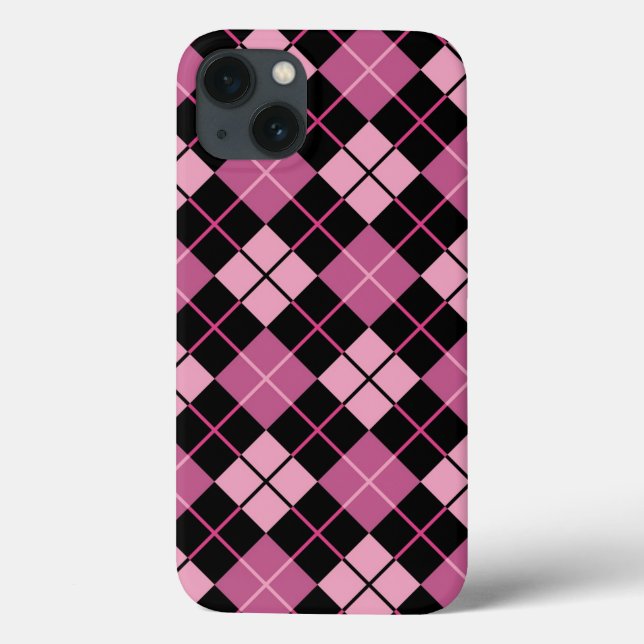 Argyle Pattern in Black and Pink Case-Mate iPhone Case (Back)