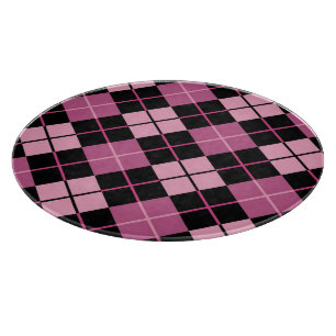 Argyle Pattern in Black and Pink Cutting Board