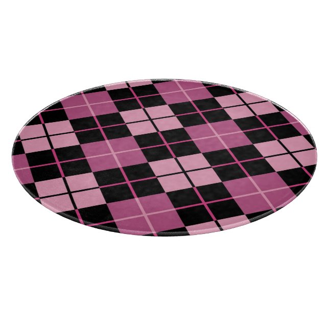 Argyle Pattern in Black and Pink Cutting Board (Corner)