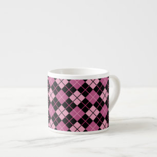 Argyle Pattern in Black and Pink Espresso Cup