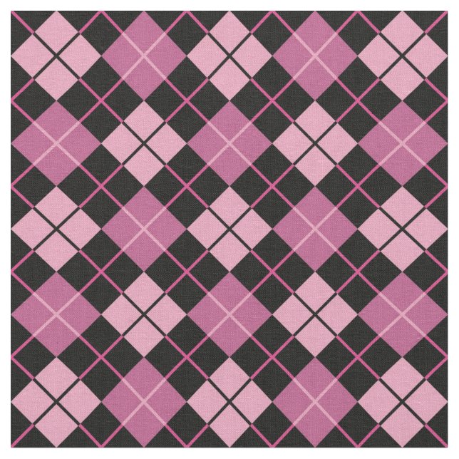 Argyle Pattern in Black and Pink Fabric (Close Up)