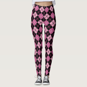 Argyle Pattern in Black and Pink Leggings