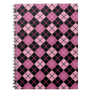 Argyle Pattern in Black and Pink Notebook