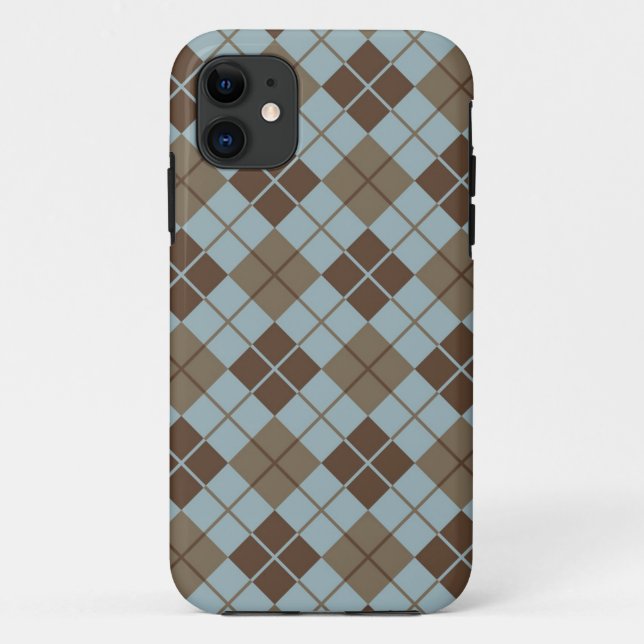 Argyle Pattern in Blue and Taupe Case-Mate iPhone Case (Back)