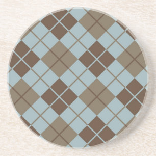 Argyle Pattern in Blue and Taupe Coaster