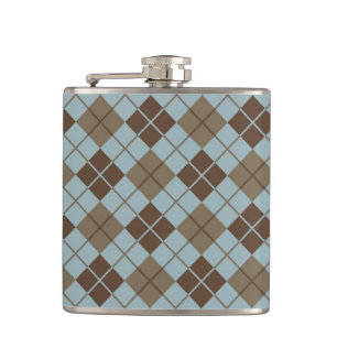 Argyle Pattern in Blue and Taupe Hip Flask