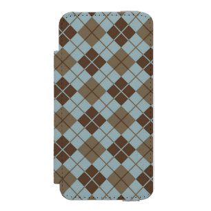 Argyle Pattern in Blue and Taupe Incipio Watson™ iPhone 5 Wallet Case