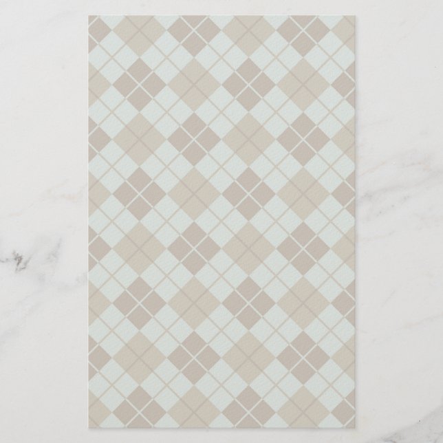 Argyle Pattern in Blue and Taupe Stationery (Front)