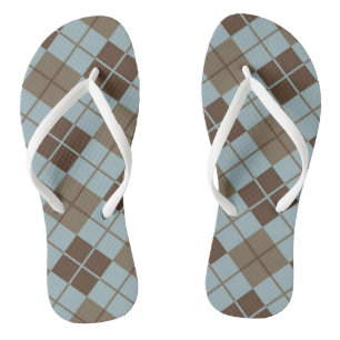 Argyle Pattern in Blue and Taupe Thongs