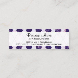 Argyle Pattern (Rhombus Pattern) - Purple White Mini Business Card