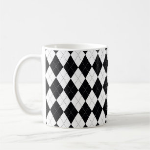 Argyle pattern seamless in black and white. Geomet Coffee Mug