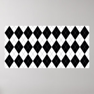 Argyle pattern seamless in black and white. Geomet Poster