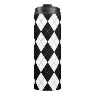Argyle pattern seamless in black and white. Geomet Thermal Tumbler