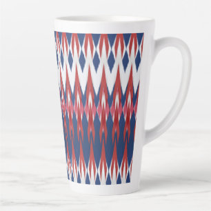Argyle Pattern White Blue Red Ikat Technique       Latte Mug