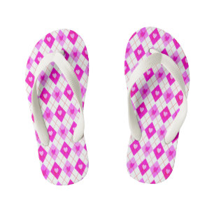 Argyle Pink Diamonds Hearts Pattern Leggings Kid's Thongs