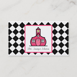 Argyle Pink Schoolhouse Teacher Business Card