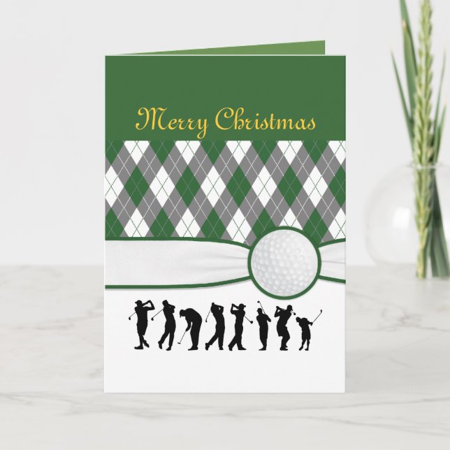 Argyle plaid Christmas card.. Holiday Card (Front)