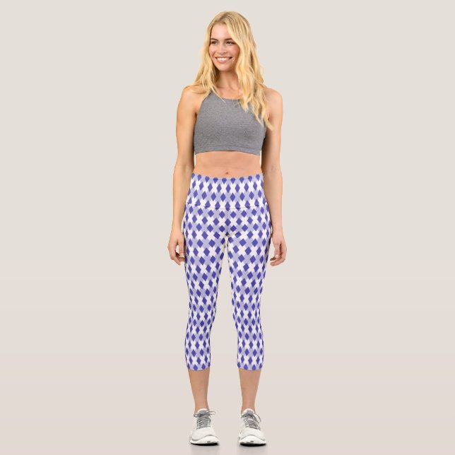 Argyle Plaid Pattern_4A46B0 Capri Leggings (Front)