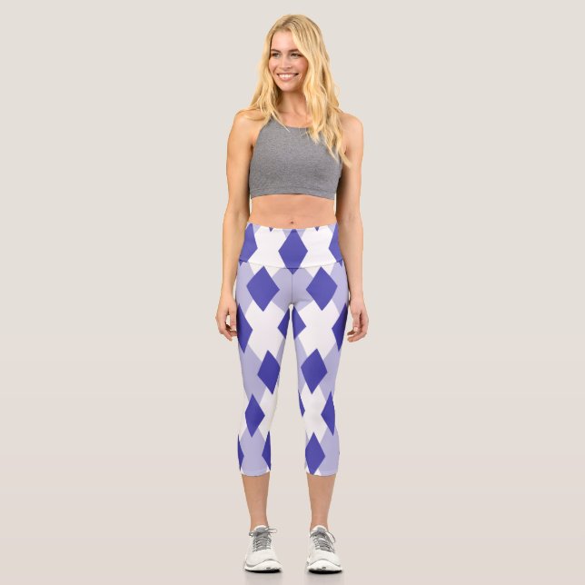Argyle Plaid Pattern_4A46B0 Capri Leggings (Front)