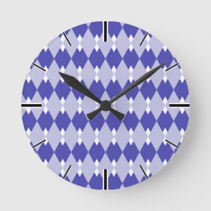 Argyle Plaid Pattern_4A46B0 Round Clock