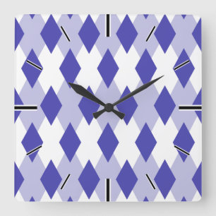 Argyle Plaid Pattern_4A46B0 Square Wall Clock