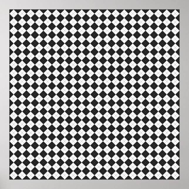 Argyle plaid. Scottish pattern in white and black  Poster (Front)