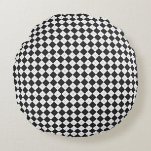 Argyle plaid. Scottish pattern in white and black  Round Cushion