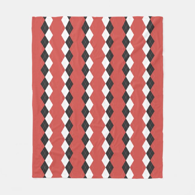 Argyle plaid. Scottish pattern in white,  black an Fleece Blanket (Front)