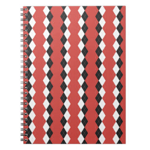 Argyle plaid. Scottish pattern in white,  black an Notebook